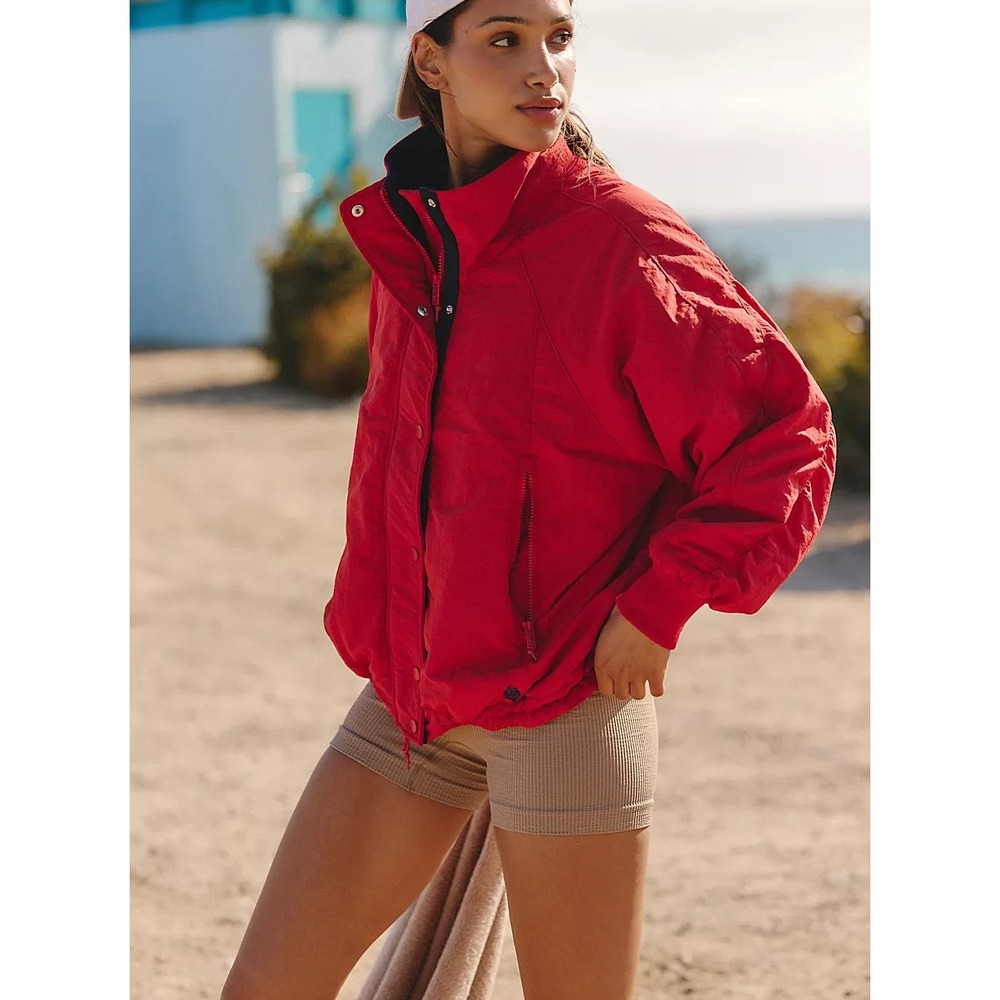 Free People Movement Explore More Fleece Jacket Blood Orange Fleece L A011468